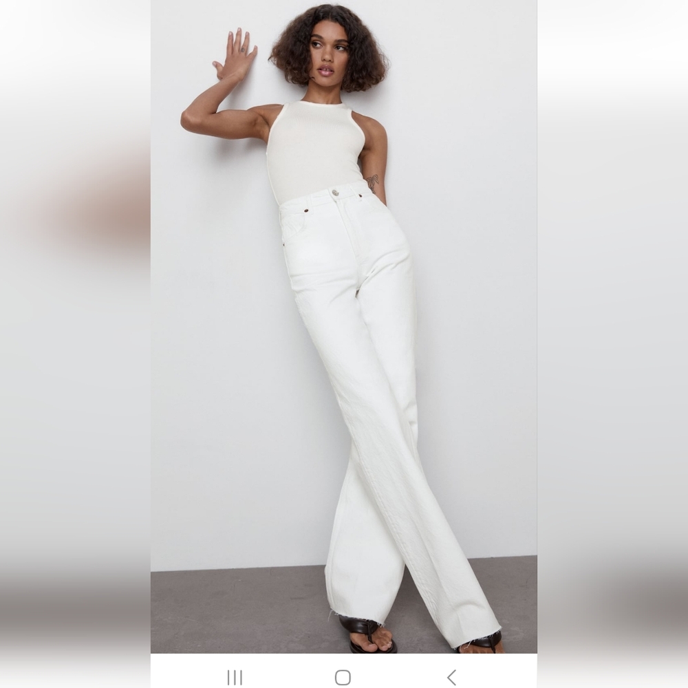 Zara  Wide Leg Full length jeans - white